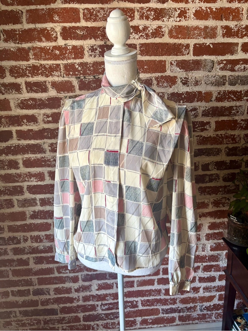 70s/80s Vintage San Andre Button Down Preppy Geometric Blouse